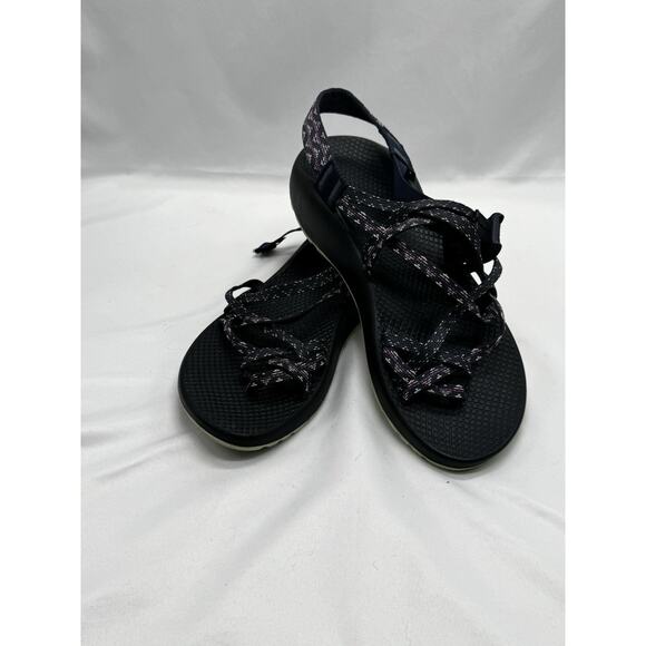 Chaco ZX2 Classic Sandal Women 9 Aztec Double Strap Teal Bottom Purple Toe Ring - Picture 1 of 9